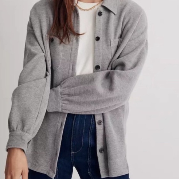 Madewell Grey Ribbed Shacket - Picture 2 of 6